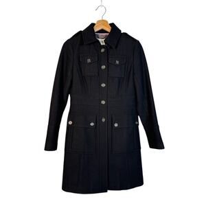 Banana Republic Military Italian Wool  Coat Size XS Button Front Tailored luxury